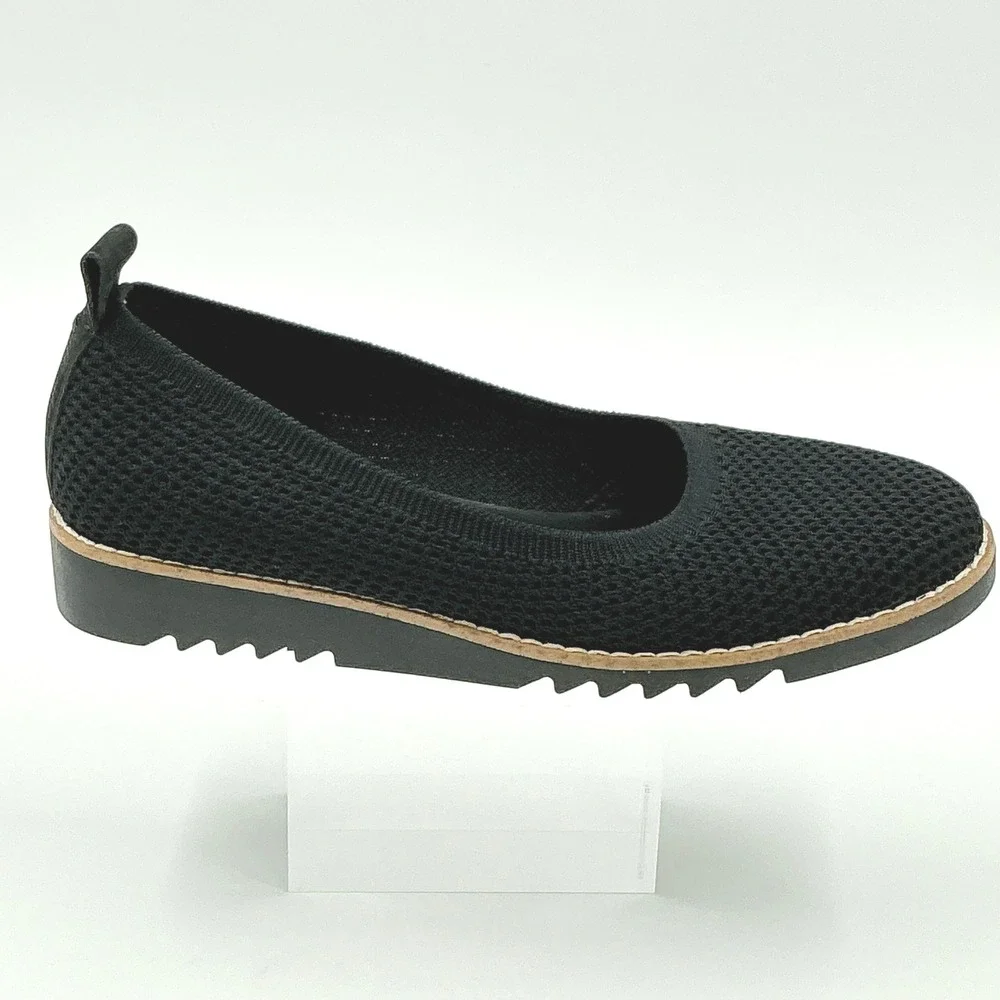 Eileen Fisher Size 6.5 Black Stretch Knit Wedge Ballet Flats NEW Etta $175